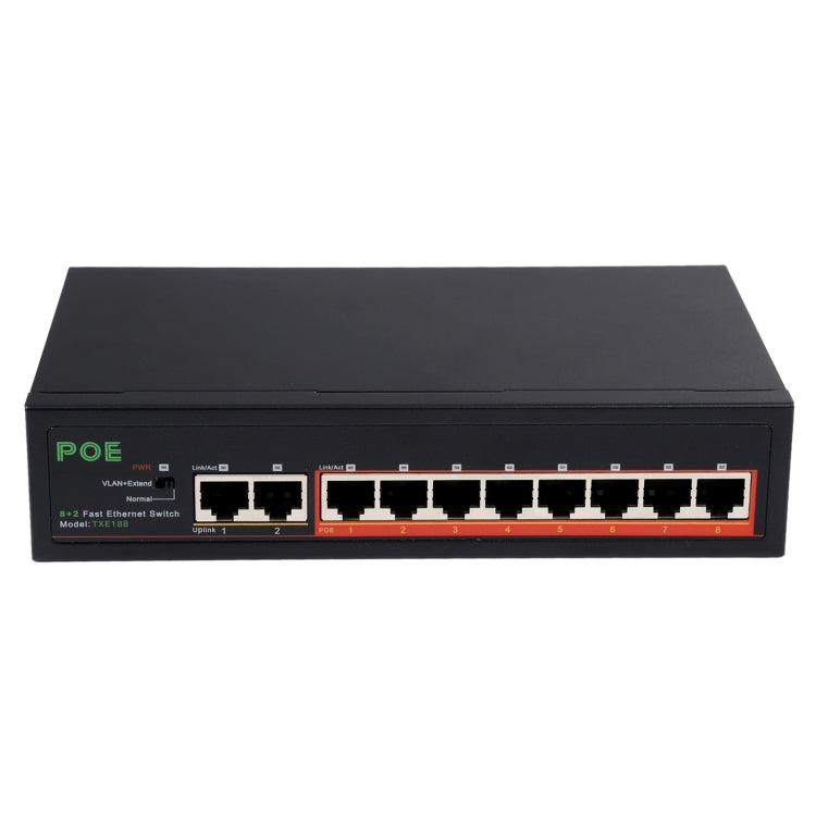 Comutador POE de 8 Portas 10/100Mbps IEEE802.3af Power Over Ethernet para Câmera IP, Telefone VoIP, Dispositivos AP, 8 Portas Preto