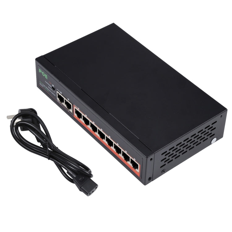 Comutador POE de 8 Portas 10/100Mbps IEEE802.3af Power Over Ethernet para Câmera IP, Telefone VoIP, Dispositivos AP, 8 Portas Preto