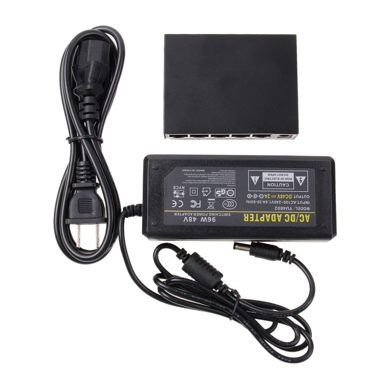 Comutador POE de 5 Portas 10/100Mbps IEEE802.3af Power Over Ethernet para Câmera IP, Telefone VoIP, Dispositivos AP, 5 Portas Preto