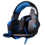 KOTION EACH G2000 Auscultadores Over-ear para Jogos com Microfone, Bass Estéreo, Luz LED para PC Gamer, Comprimento do Cabo: Cerca de 2.2m (Branco + Vermelho), G2000