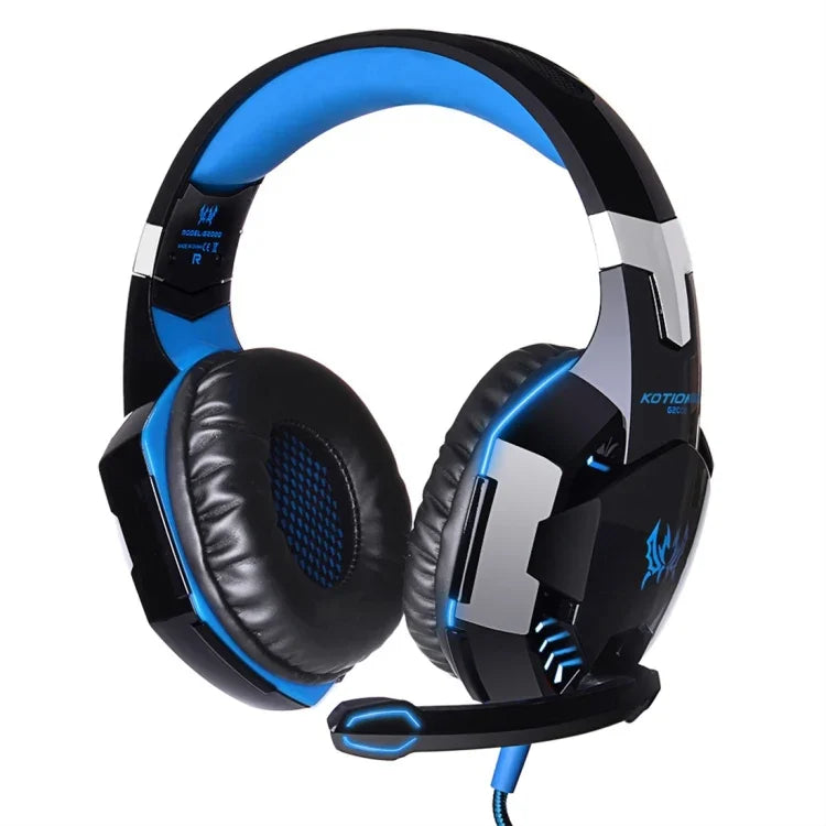 KOTION EACH G2000 Auscultadores Over-ear para Jogos com Microfone, Bass Estéreo, Luz LED para PC Gamer, Comprimento do Cabo: Cerca de 2.2m (Branco + Vermelho), G2000