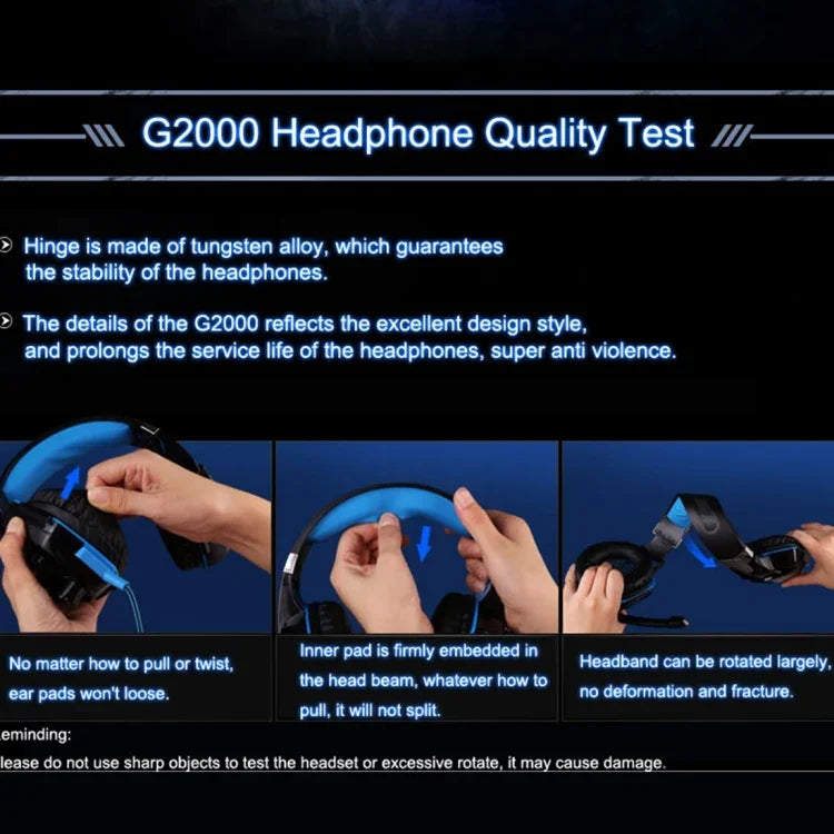 KOTION EACH G2000 Auscultadores Over-ear para Jogos com Microfone, Bass Estéreo, Luz LED para PC Gamer, Comprimento do Cabo: Cerca de 2.2m (Branco + Vermelho), G2000