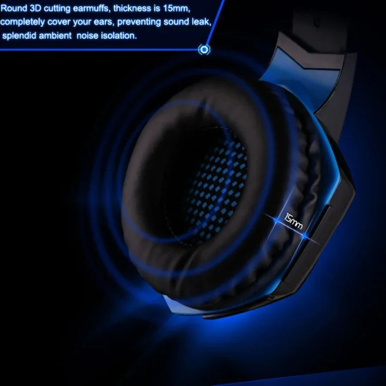 KOTION EACH G2000 Auscultadores Over-ear para Jogos com Microfone, Bass Estéreo, Luz LED para PC Gamer, Comprimento do Cabo: Cerca de 2.2m (Branco + Vermelho), G2000