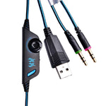 KOTION EACH G2000 Auscultadores Over-ear para Jogos com Microfone, Bass Estéreo, Luz LED para PC Gamer, Comprimento do Cabo: Cerca de 2.2m (Branco + Vermelho), G2000