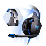 KOTION EACH G2000 Auscultadores Over-ear para Jogos com Microfone, Bass Estéreo, Luz LED para PC Gamer, Comprimento do Cabo: Cerca de 2.2m (Branco + Vermelho), G2000