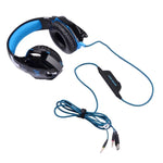 KOTION EACH G2000 Auscultadores Over-ear para Jogos com Microfone, Bass Estéreo, Luz LED para PC Gamer, Comprimento do Cabo: Cerca de 2.2m (Branco + Vermelho), G2000