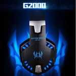 KOTION EACH G2000 Auscultadores Over-ear para Jogos com Microfone, Bass Estéreo, Luz LED para PC Gamer, Comprimento do Cabo: Cerca de 2.2m (Branco + Vermelho), G2000