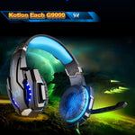 KOTION EACH G9000 Auscultadores para Jogos com Microfone de 3.5mm, Luz LED para Portátil / Tablet / Telemóveis, Comprimento do Cabo: Cerca de 2.2m, G9000
