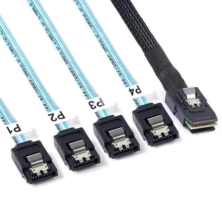Cabo de Dados Mini SAS (SFF-8087) para 4 x SATA 7 Pinos Fêmea com Divisor Direto 6Gbps, Comprimento: 50cm, SFF-8087 (Comprimento: 50cm)