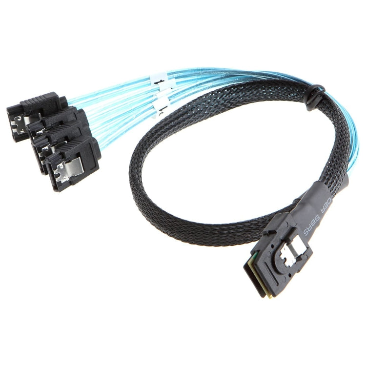 Cabo de Dados Mini SAS (SFF-8087) para 4 x SATA 7 Pinos Fêmea com Divisor Direto 6Gbps, Comprimento: 50cm, SFF-8087 (Comprimento: 50cm)