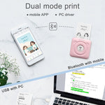 Impressora Térmica Portátil de Bolso Sem Tinta Peripage A6 Bluetooth, A6 Rosa, A6 Azul, A6 Branco