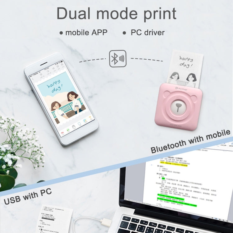 Impressora Térmica Portátil de Bolso Sem Tinta Peripage A6 Bluetooth, A6 Rosa, A6 Azul, A6 Branco
