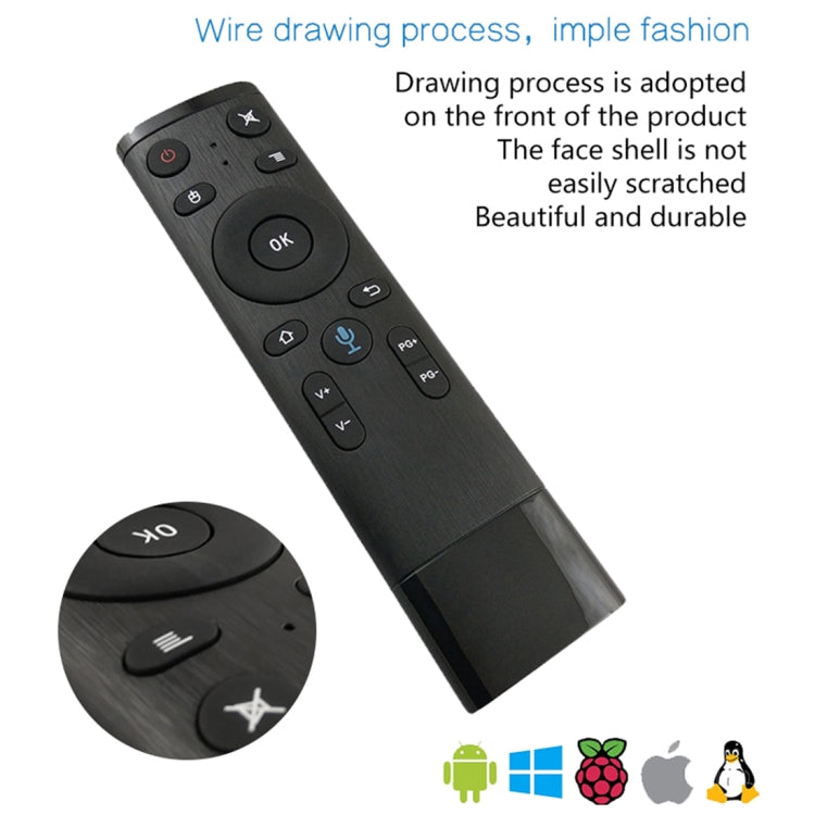 Comando Remoto Air Mouse Q5 2.4G RF 3D com Versão Universal de Voz e Design Escovado