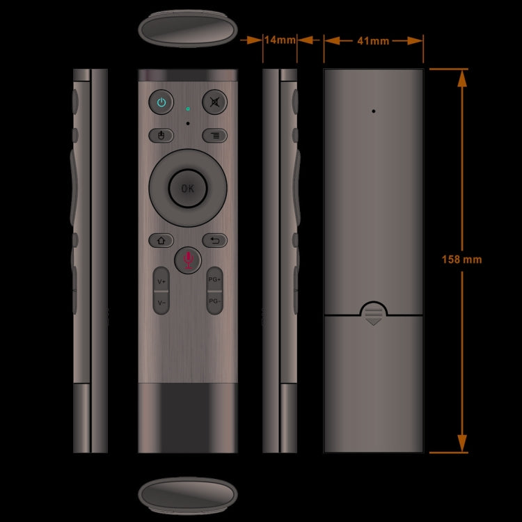 Comando Remoto Air Mouse Q5 2.4G RF 3D com Versão Universal de Voz e Design Escovado