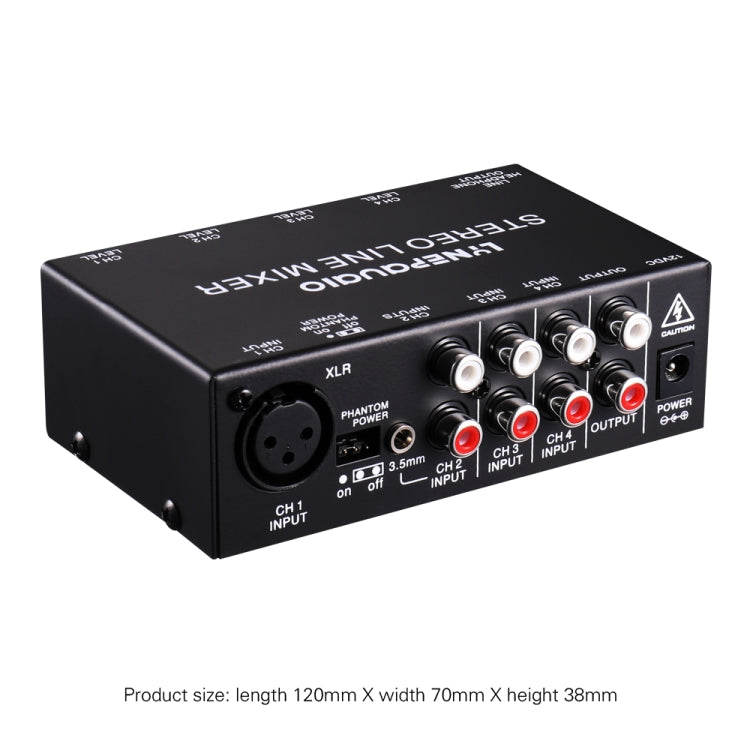 LINEPAUDIO B895 Misturador de Microfone Estéreo de Cinco Canais com Monitorização por Auscultadores