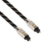 Cabo de áudio digital ótico Toslink macho para macho, linha de rede trançada com cabeça metálica banhada a ouro, 10m OD6.0mm, comprimento: 10m