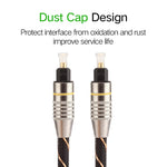 Cabo de áudio digital ótico Toslink macho para macho, linha de rede trançada com cabeça metálica banhada a ouro, 15m OD6.0mm, comprimento: 15m