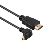 Cabo adaptador HDMI macho 4K de 30cm para Micro HDMI macho com ângulo invertido, conector banhado a ouro, 30cm invertido