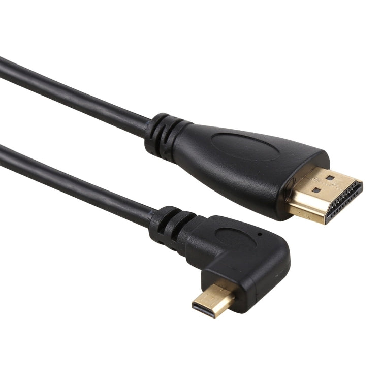 Cabo adaptador HDMI macho 4K de 50cm para Micro HDMI macho com ângulo direito, conector banhado a ouro, 50cm direito