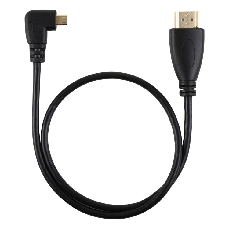 Cabo adaptador HDMI macho 4K de 50cm para Micro HDMI macho com ângulo direito, conector banhado a ouro, 50cm direito
