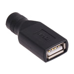 Adaptador conector USB fêmea para ficha fêmea 5.5 x 2.1mm, USB fêmea para 5.5 x 2.1mm