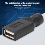 Adaptador conector USB fêmea para ficha fêmea 5.5 x 2.1mm, USB fêmea para 5.5 x 2.1mm