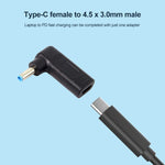 Adaptador Conector Cotovelo USB-C / Tipo-C Fêmea para Plugue Macho 4,5 x 3,0mm, Cotovelo 4,5 x 3,0mm Preto, Cotovelo 4,5 x 3,0mm Azul
