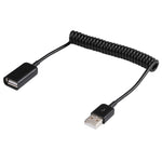 Cabo USB-A Macho para USB-A Fêmea com Mola Enrolada de 1m, AM para AF, Comprimento: 1,0m