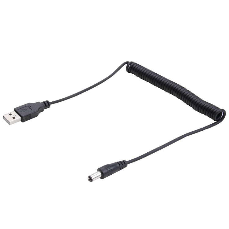 Cabo Espiralado de Energia USB para DC 5.5mm, AM para DC 5.5mm, Comprimento: 1.5m
