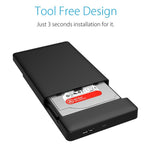 Caixa de Armazenamento para Disco Rígido Externo USB3.0 ORICO 2588US3 para HDD / SSD SATA 2.5 polegadas 9.5mm para Portátil PC
