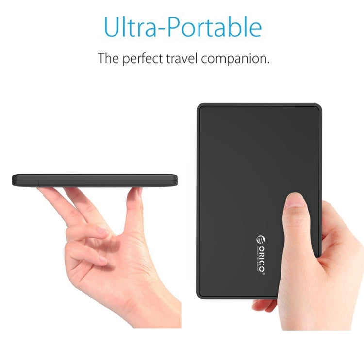 Caixa de Armazenamento para Disco Rígido Externo USB3.0 ORICO 2588US3 para HDD / SSD SATA 2.5 polegadas 9.5mm para Portátil PC