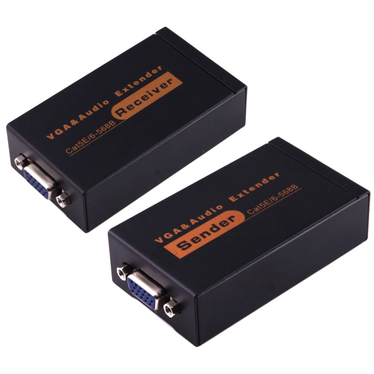 Extensor VGA e Áudio 1920x1440 HD 100m Cabo de Rede Cat5e / 6-568B Transmissor Receptor Adaptador, Distância de Transmissão: 100m