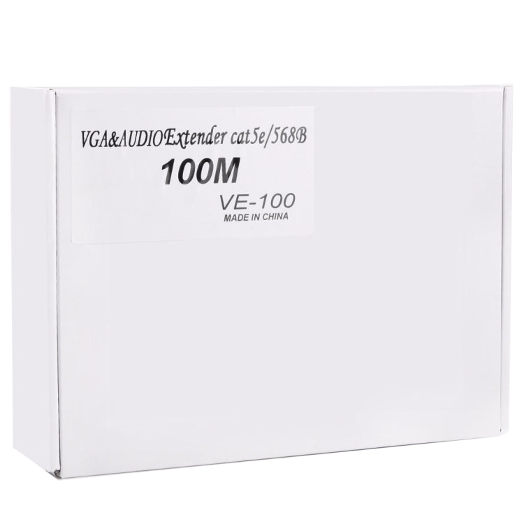 Extensor VGA e Áudio 1920x1440 HD 100m Cabo de Rede Cat5e / 6-568B Transmissor Receptor Adaptador, Distância de Transmissão: 100m