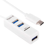 Hub COMBO 2 em 1 USB 3.1 USB-C / Tipo-C para USB 2.0 com 3 Portas + Leitor de Cartão TF, 3 Portas USB + Cartão TF