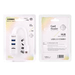 Hub COMBO 2 em 1 USB 3.1 USB-C / Tipo-C para USB 2.0 com 3 Portas + Leitor de Cartão TF, 3 Portas USB + Cartão TF