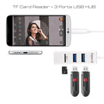 Hub COMBO 2 em 1 USB 3.1 USB-C / Tipo-C para USB 2.0 com 3 Portas + Leitor de Cartão TF, 3 Portas USB + Cartão TF
