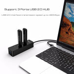 Hub COMBO 2 em 1 USB 3.1 USB-C / Tipo-C para USB 2.0 com 3 Portas + Leitor de Cartão TF, 3 Portas USB + Cartão TF