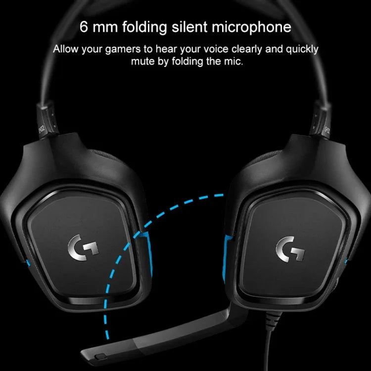 Logitech G431 Auscultadores Dobráveis para Jogos com Som Surround Dolby 7.1 Estéreo e Redução de Ruído, G431