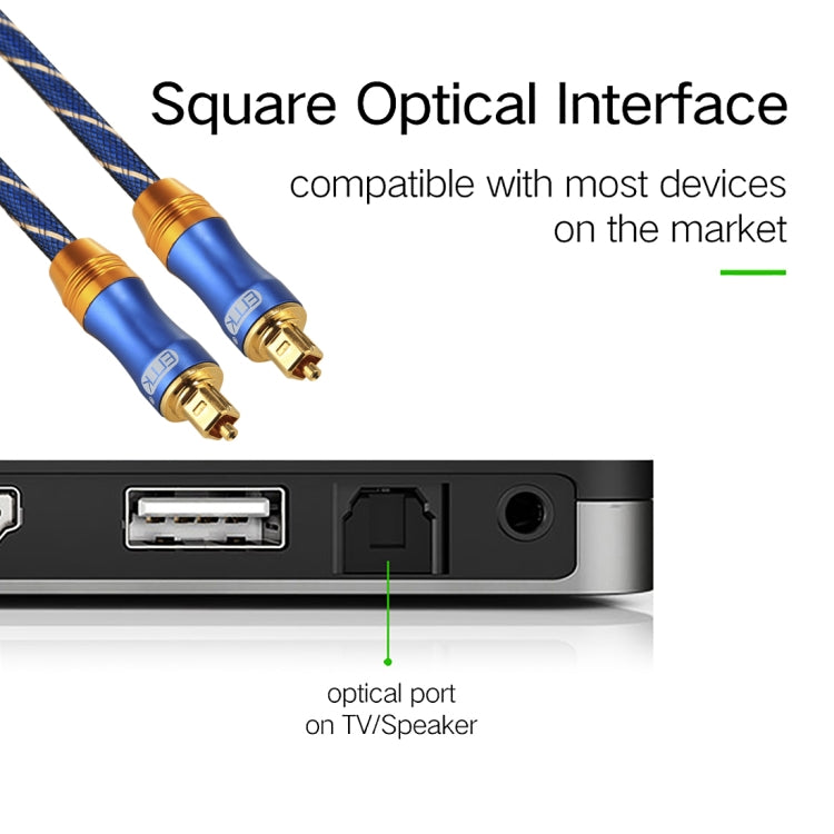 EMK LSYJ-A Cabo de Áudio Óptico Digital Toslink Macho para Macho com Cabeça Metálica Dourada, 2m OD6.0mm