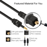 Cabo de Áudio Óptico Digital Toslink Macho para Mini Toslink Macho 3.5mm EMK 1m OD4.0mm, Comprimento: 1m