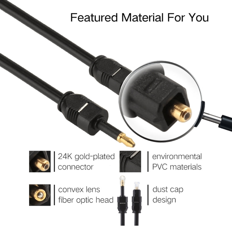 Cabo de Áudio Óptico Digital Toslink Macho para Mini Toslink Macho 3.5mm EMK 1m OD4.0mm, Comprimento: 1m