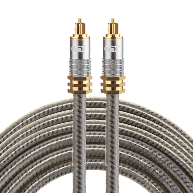 Cabo de Áudio Óptico Digital Toslink Macho para Macho EMK YL-A 3m OD8.0mm com Cabeça Metálica Dourada, Comprimento: 3m