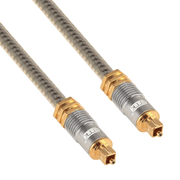 Cabo de Áudio Óptico Digital Toslink Macho para Macho EMK YL-A 3m OD8.0mm com Cabeça Metálica Dourada, Comprimento: 3m