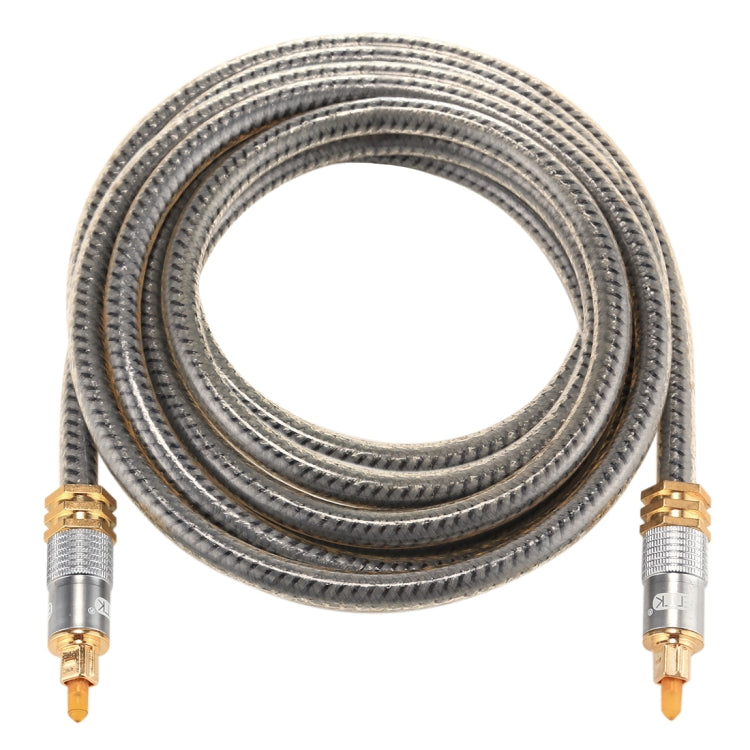 Cabo de Áudio Óptico Digital Toslink Macho para Macho EMK YL-A 3m OD8.0mm com Cabeça Metálica Dourada, Comprimento: 3m