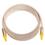 Cabo de Áudio Óptico Digital Toslink Macho para Macho EMK 3m OD4.0mm com Cabeça Metálica Dourada e Linha Trançada, Comprimento: 3m