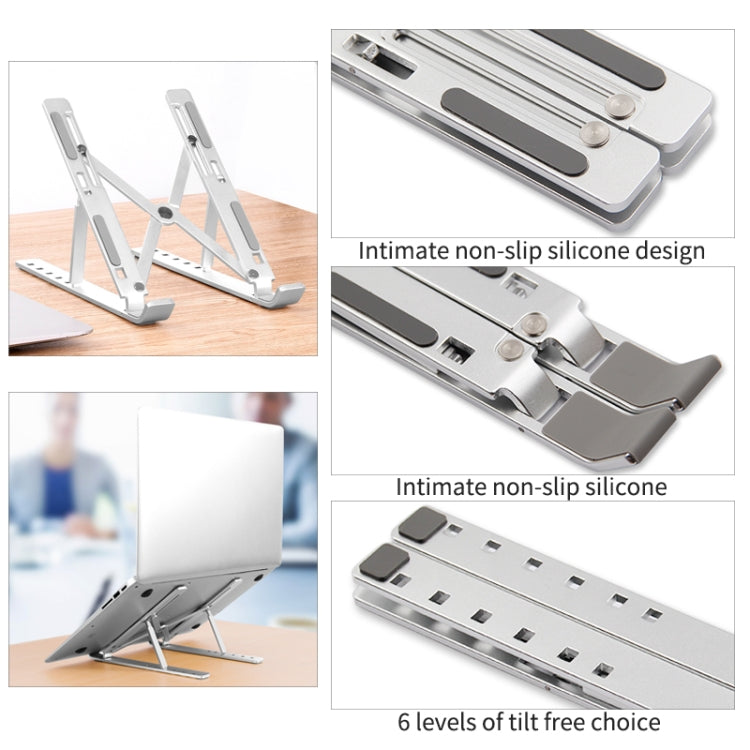 Suporte elevador dobrável para portátil em liga de alumínio, dissipador de calor portátil para computador, tamanho: 24x16.5x5.5cm