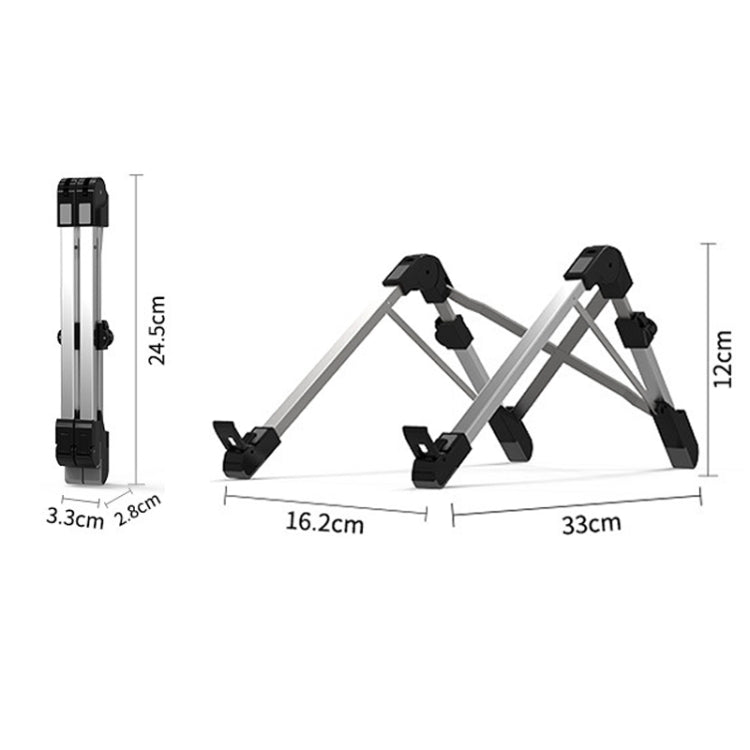 Suporte Extensor de Altura para Portátil em Liga de Alumínio Dobrável, Suporte de Dissipação de Calor para Computador Portátil, Tamanho: 24.5x3.3x2.8cm