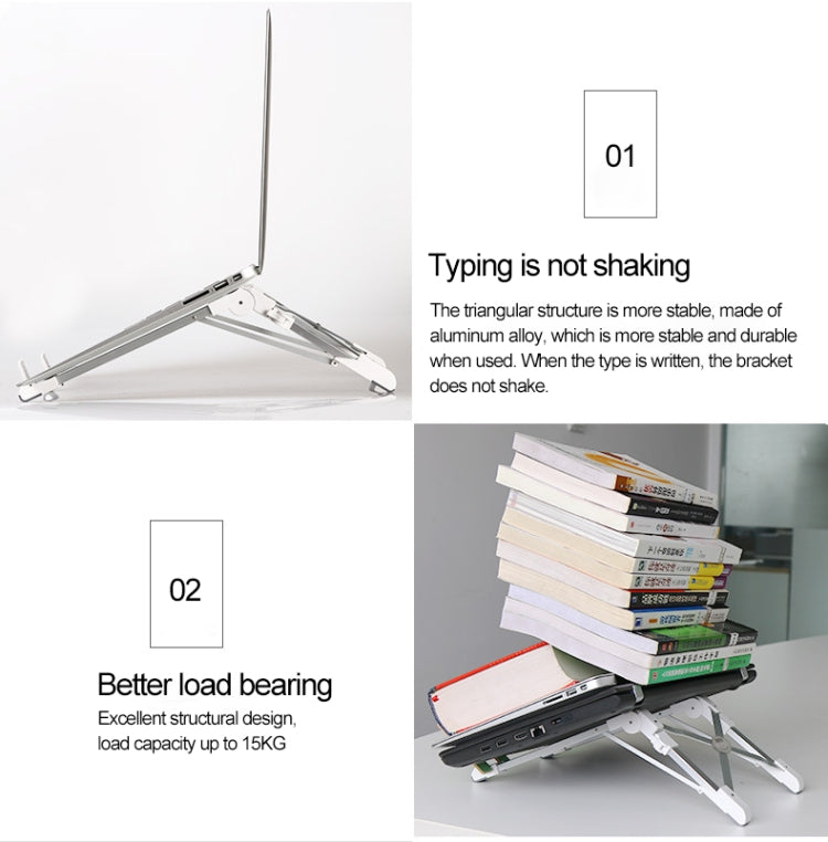Suporte Extensor de Altura para Portátil em Liga de Alumínio Dobrável, Suporte de Dissipação de Calor para Computador Portátil, Tamanho: 24.5x3.3x2.8cm