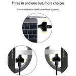 Adaptador 3 em 1 D62A DisplayPort + Mini DP + HDMI Macho para HDMI Fêmea, D62A