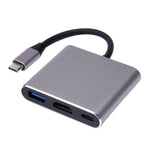 V125 Conversor 3 em 1 USB-C / Tipo-C Macho para PD + HDMI + USB 3.0 Fêmea, 3 em 1